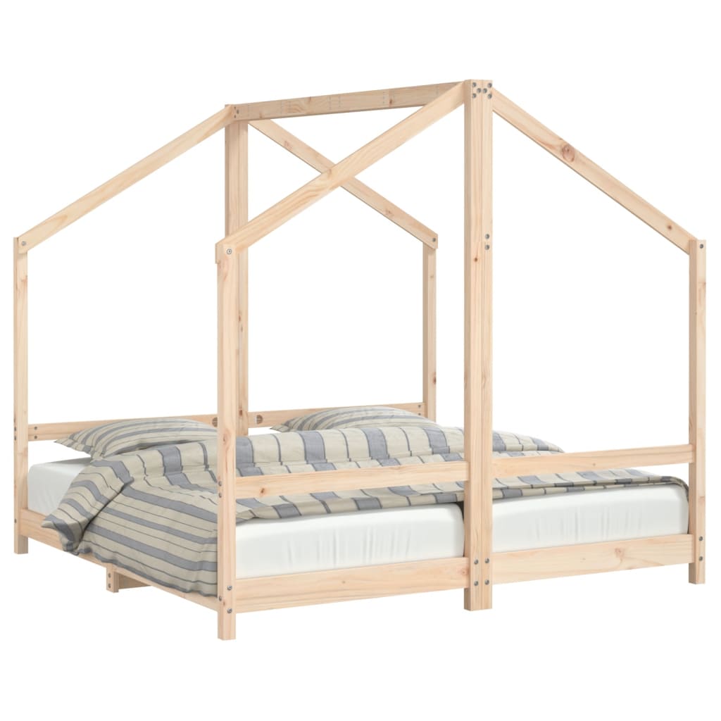 Kinderbedframe 2x(90x190) cm massief grenenhout