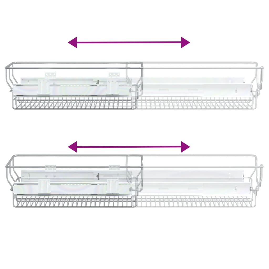 Corbeilles en fil coulissant 2 pcs 300 mm argenté