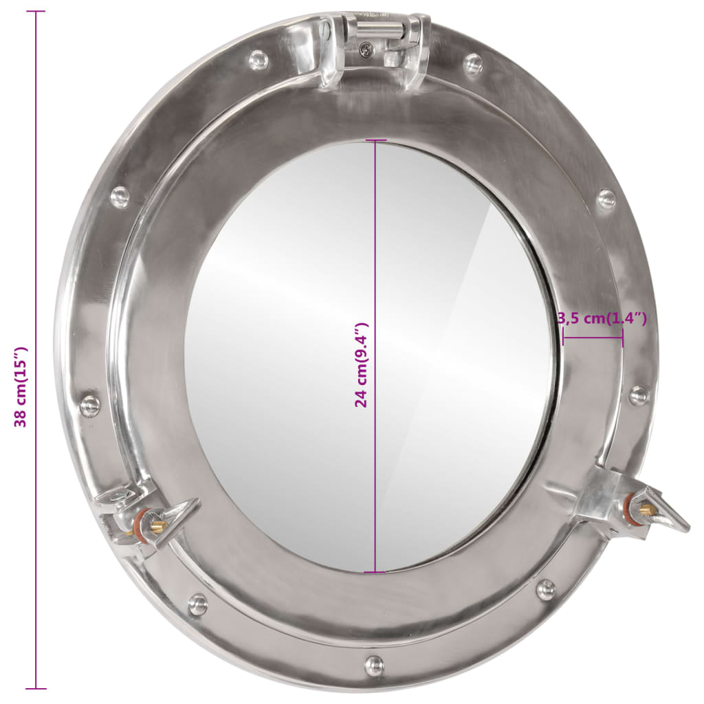 Wandspiegel patrijspoort Ø50 cm aluminium en glas