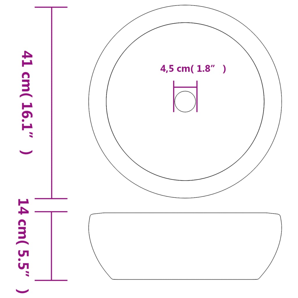 Opzetwasbak rond Φ41x14 cm keramiek