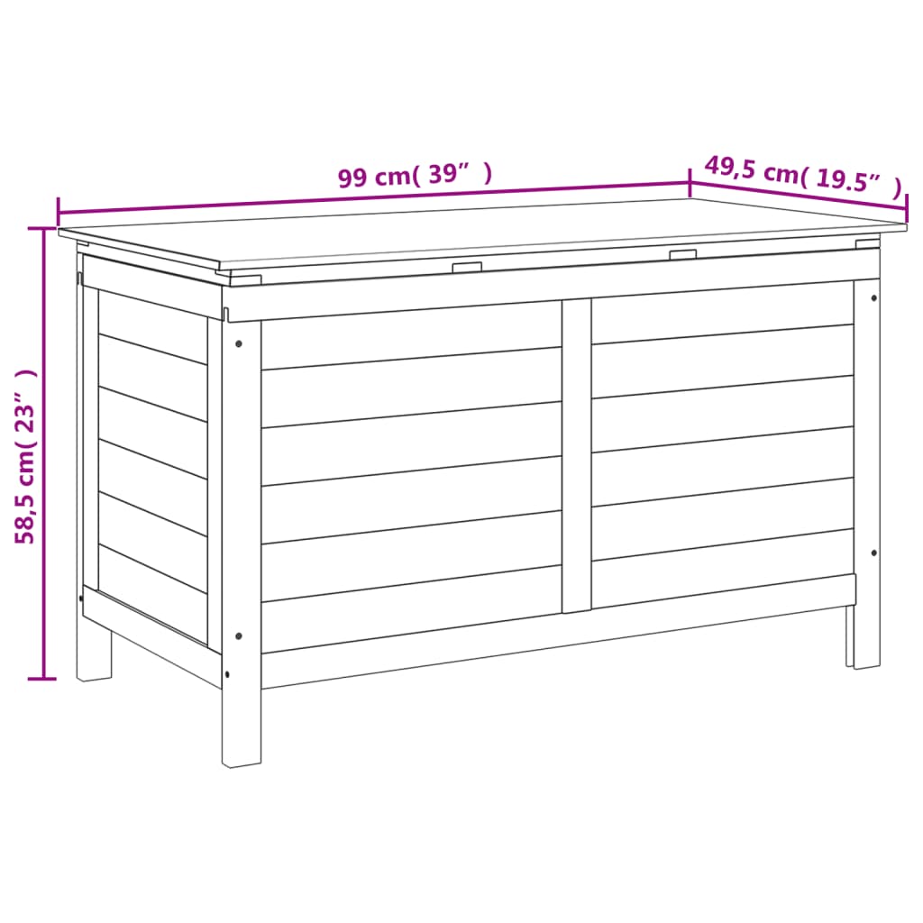 Coffre de jardin 150x50x56,5 cm en bois de pin massif, anthracite