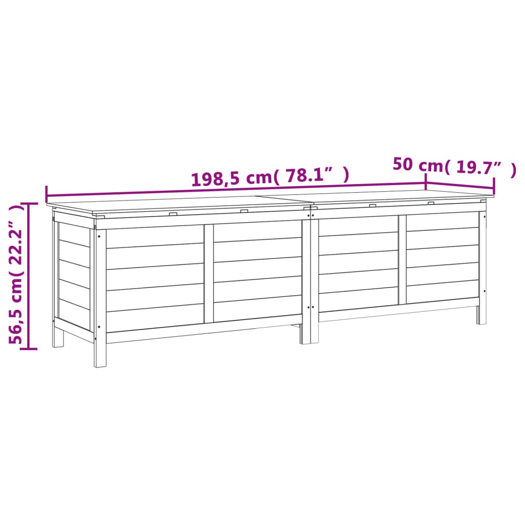 Coffre de jardin 150x50x56,5 cm en bois de pin massif, anthracite