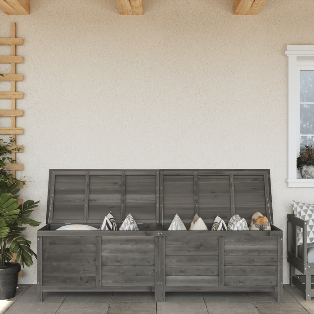 Coffre de jardin 150x50x56,5 cm en bois de pin massif, anthracite