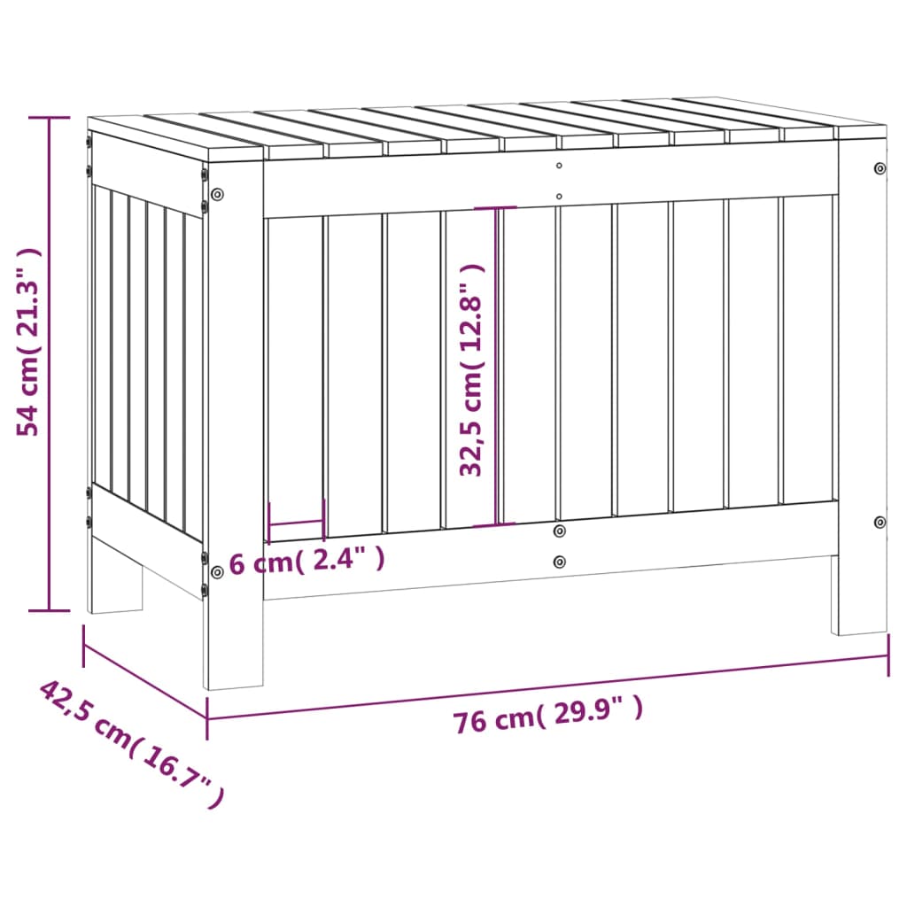 Coffre de jardin 76x42,5x54 cm en bois de pin massif