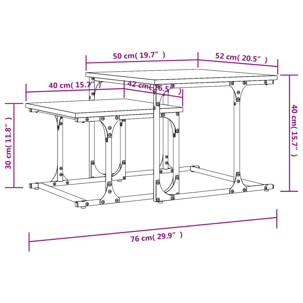 Ensemble de table 2 pièces en bois couleur chêne