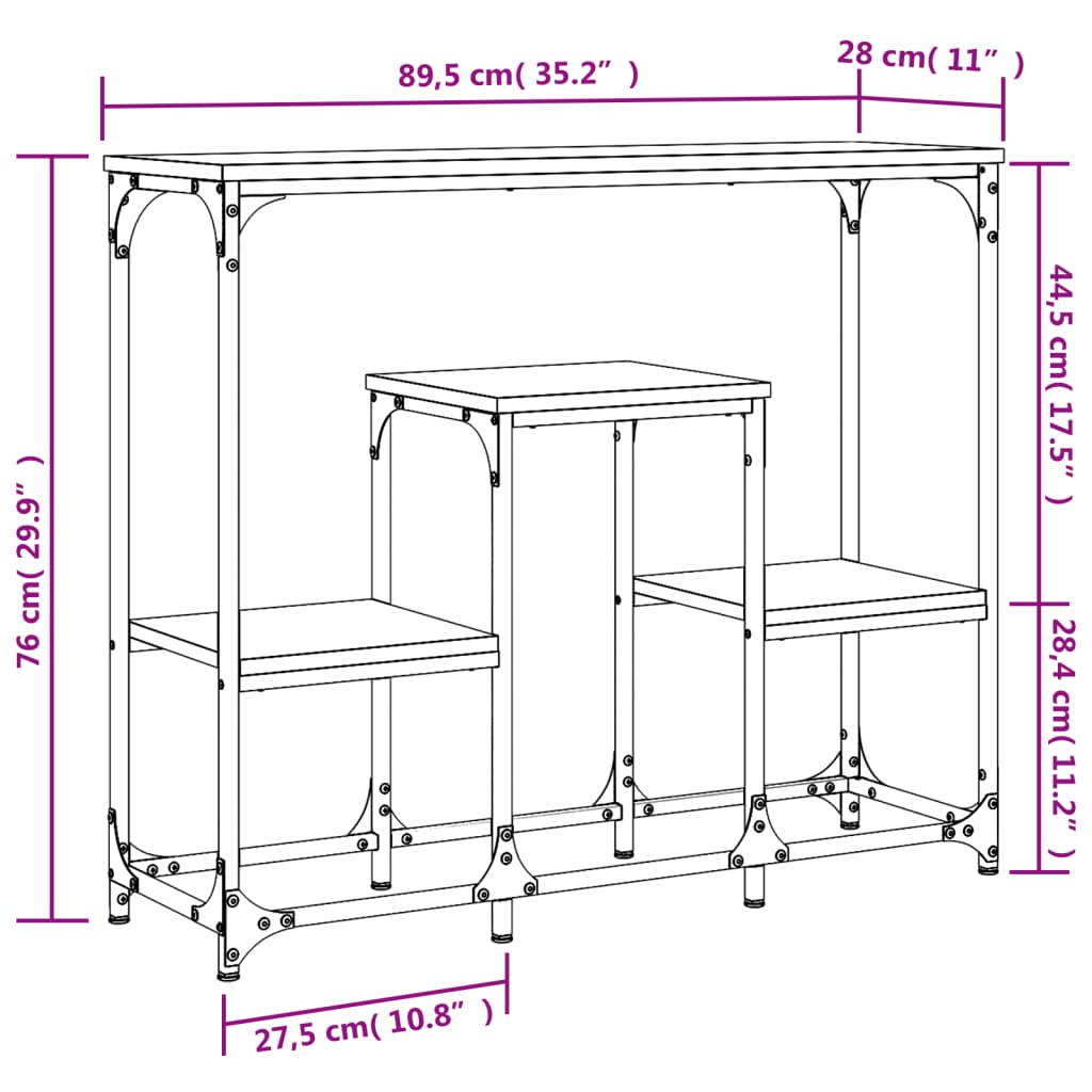 Wandtafel 89,5x28x76 cm bewerkt hout eikenkleurig