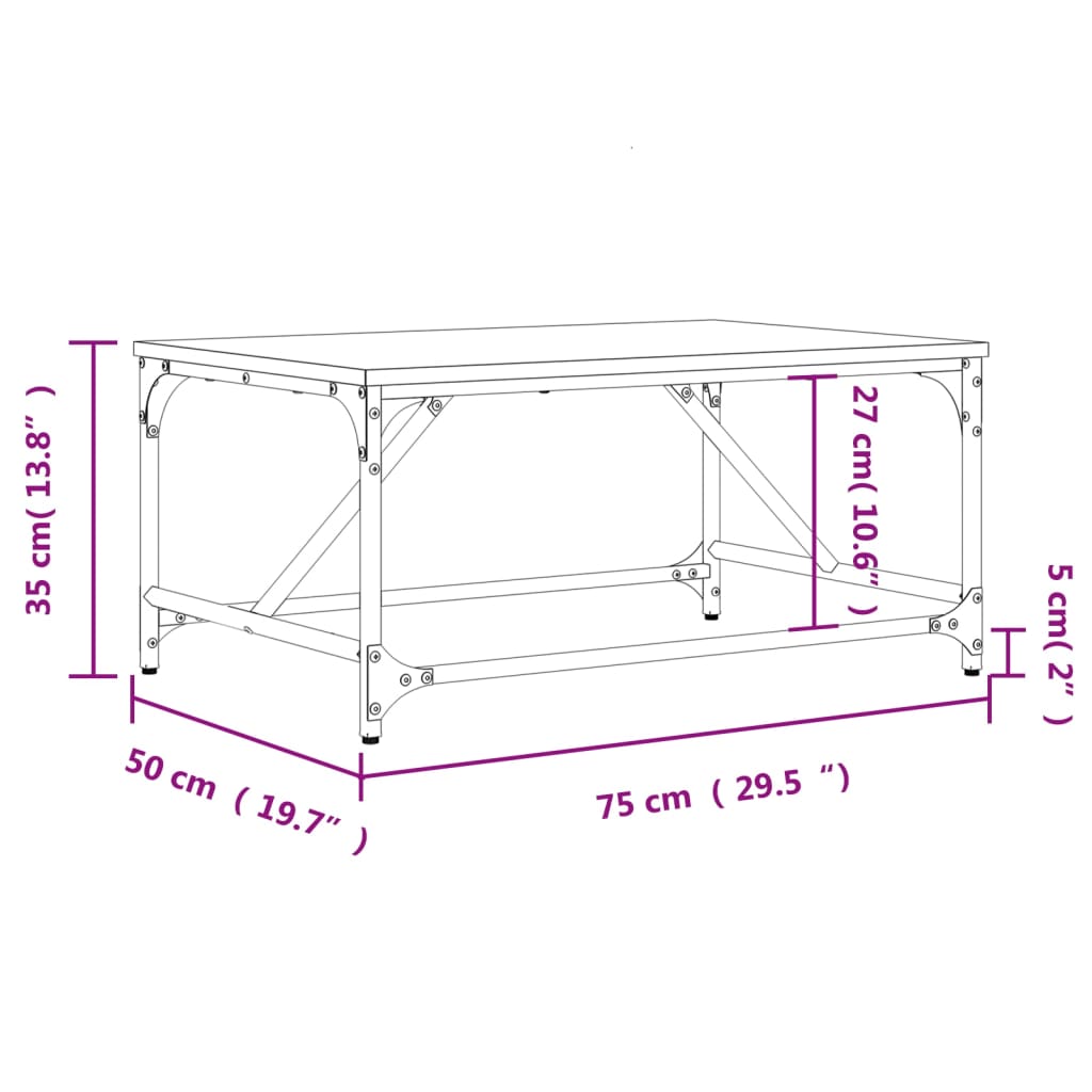 Table basse 100x50x35 cm en bois travaillé