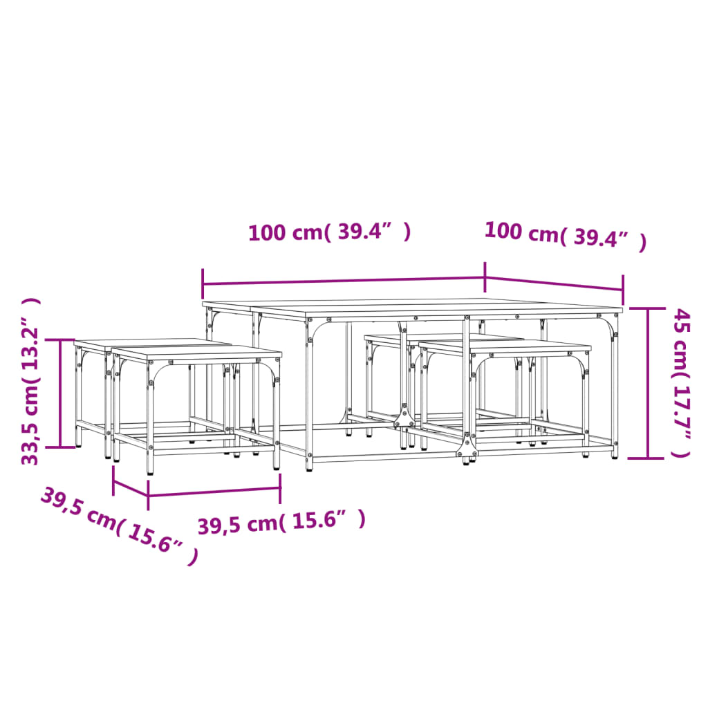 Set de table 5 pièces en bois couleur chêne