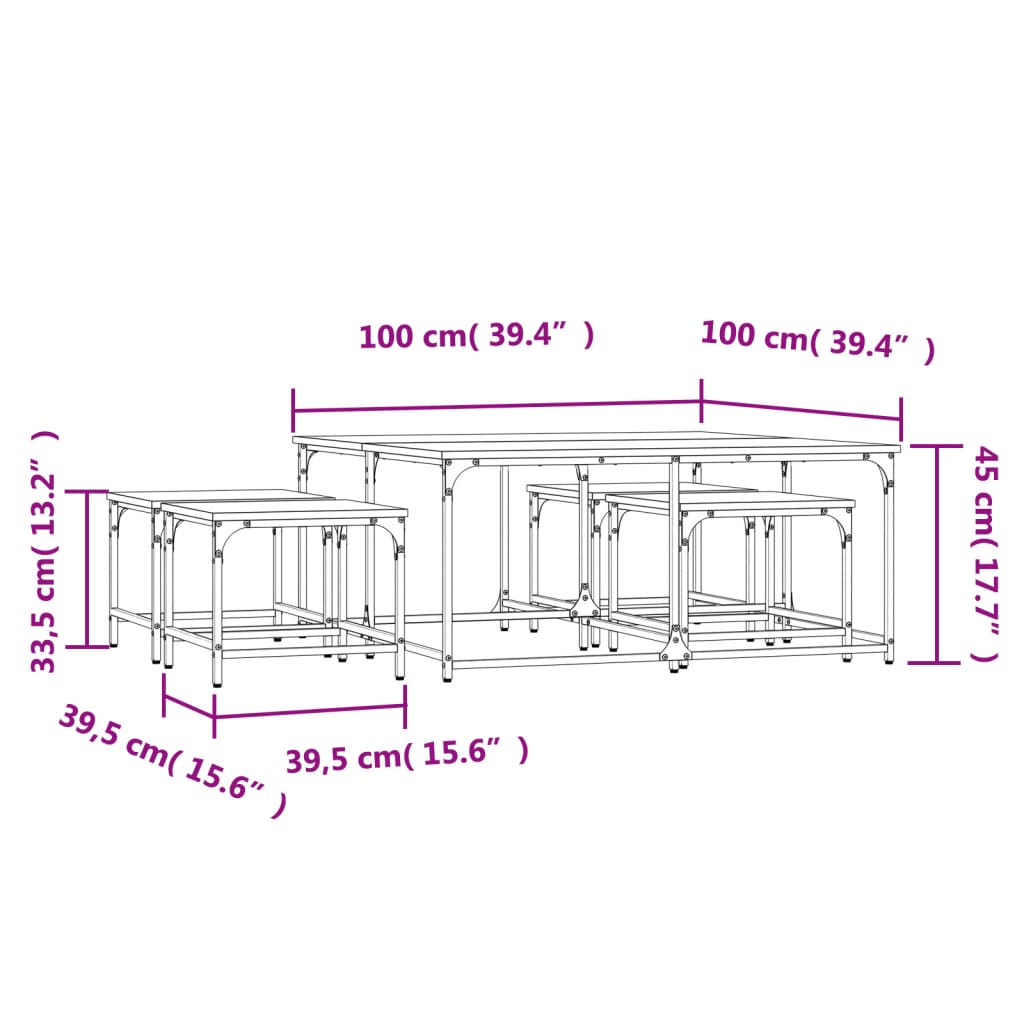 Set de table 5 pièces en bois couleur chêne