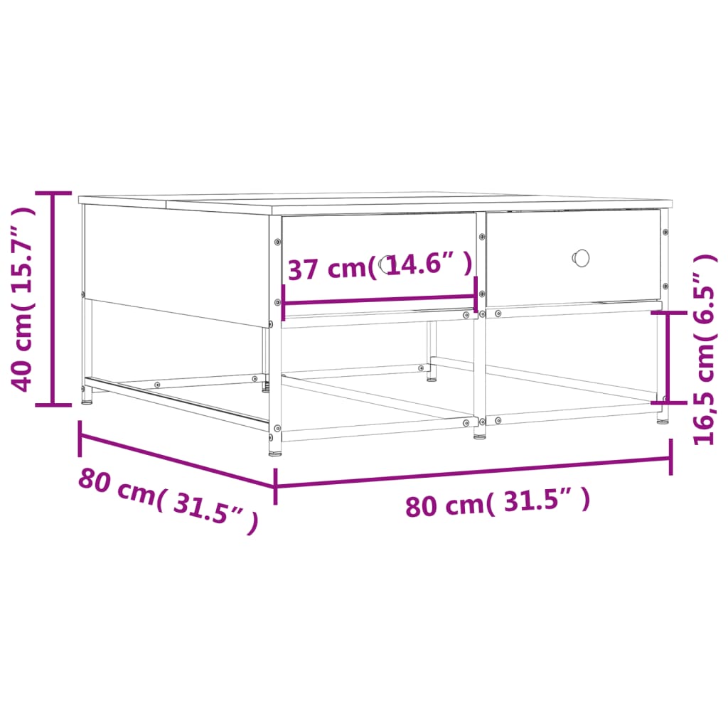 Salontafel 100x99x40 cm bewerkt hout bruin eikenkleur