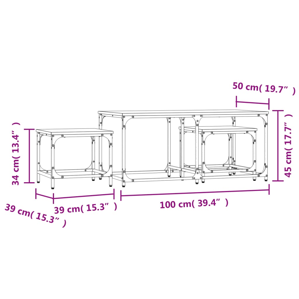 Set de table 3 pièces en bois couleur chêne