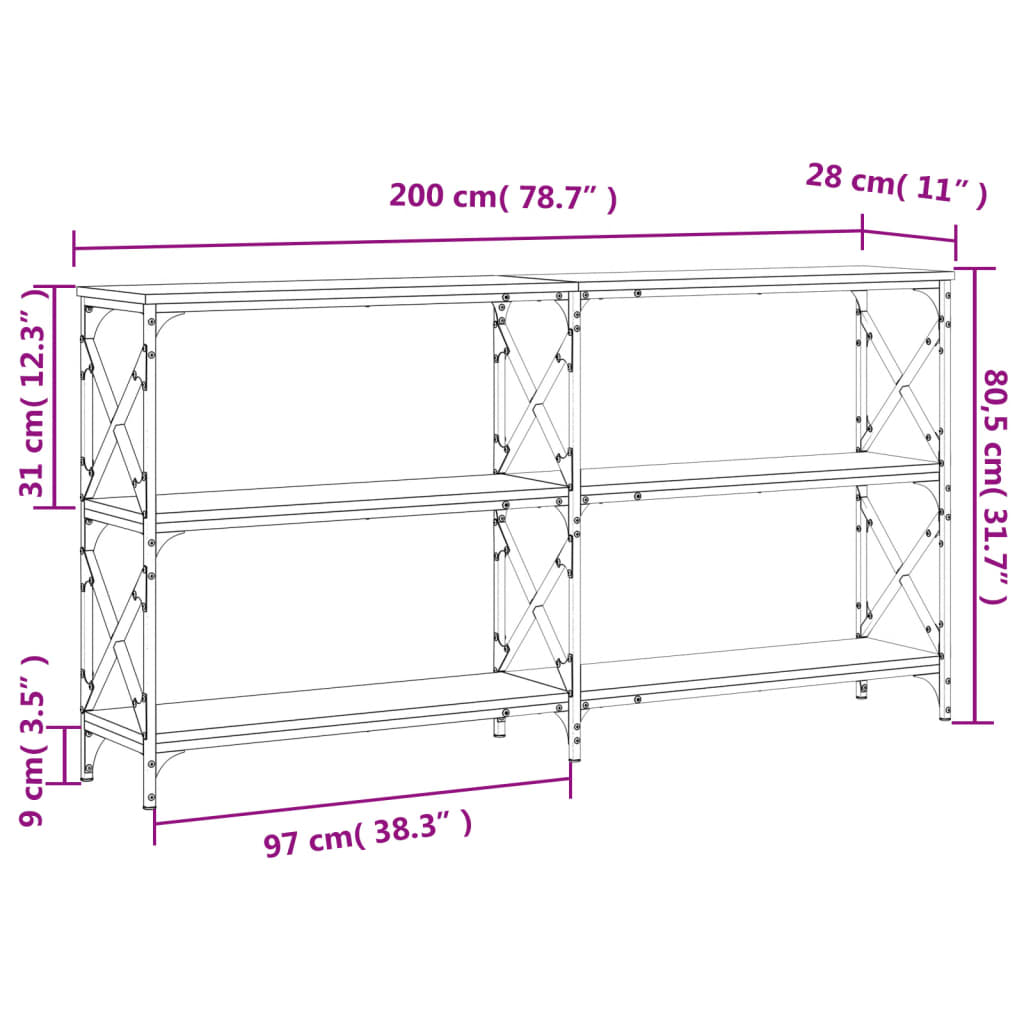 Wandtafel 100x28x80,5 cm bewerkt hout eikenkleurig