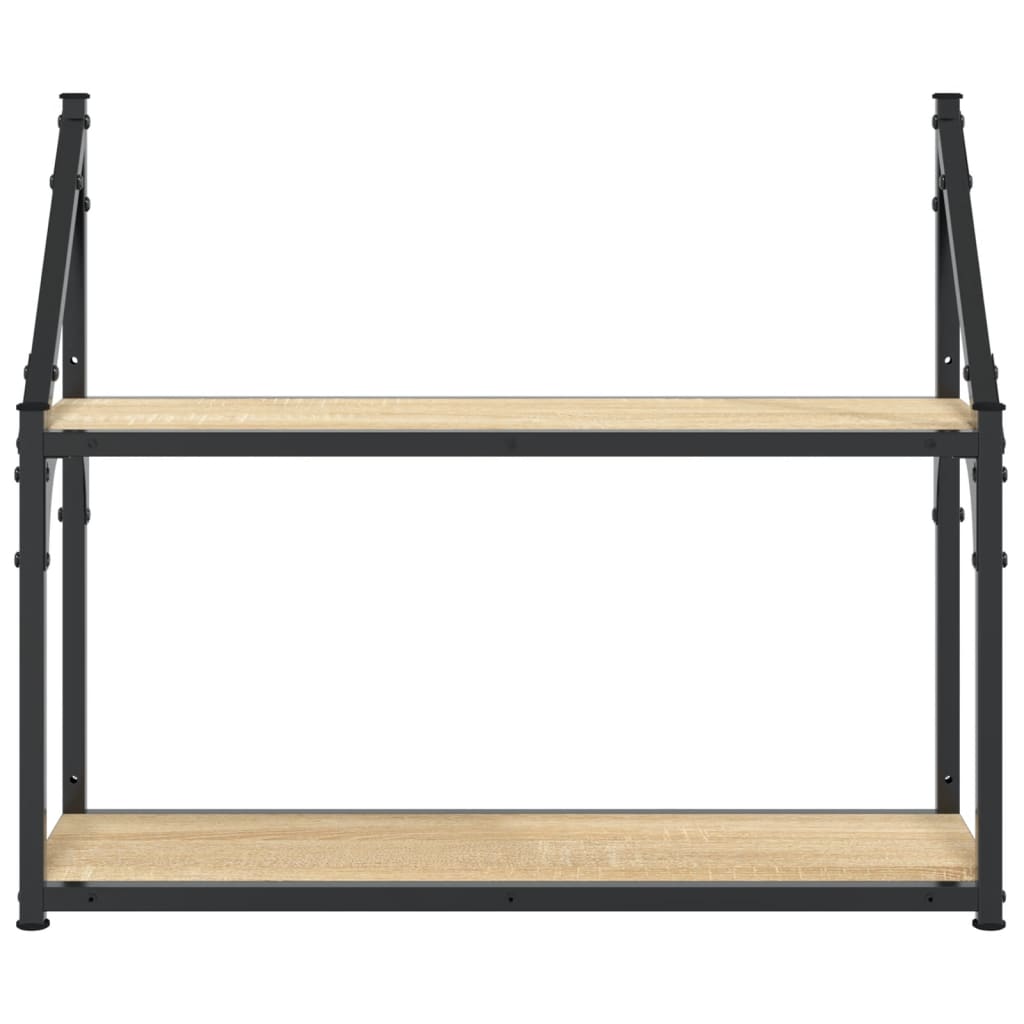 Wandrek 2-laags 60x21x51 cm bewerkt hout eikenkleurig