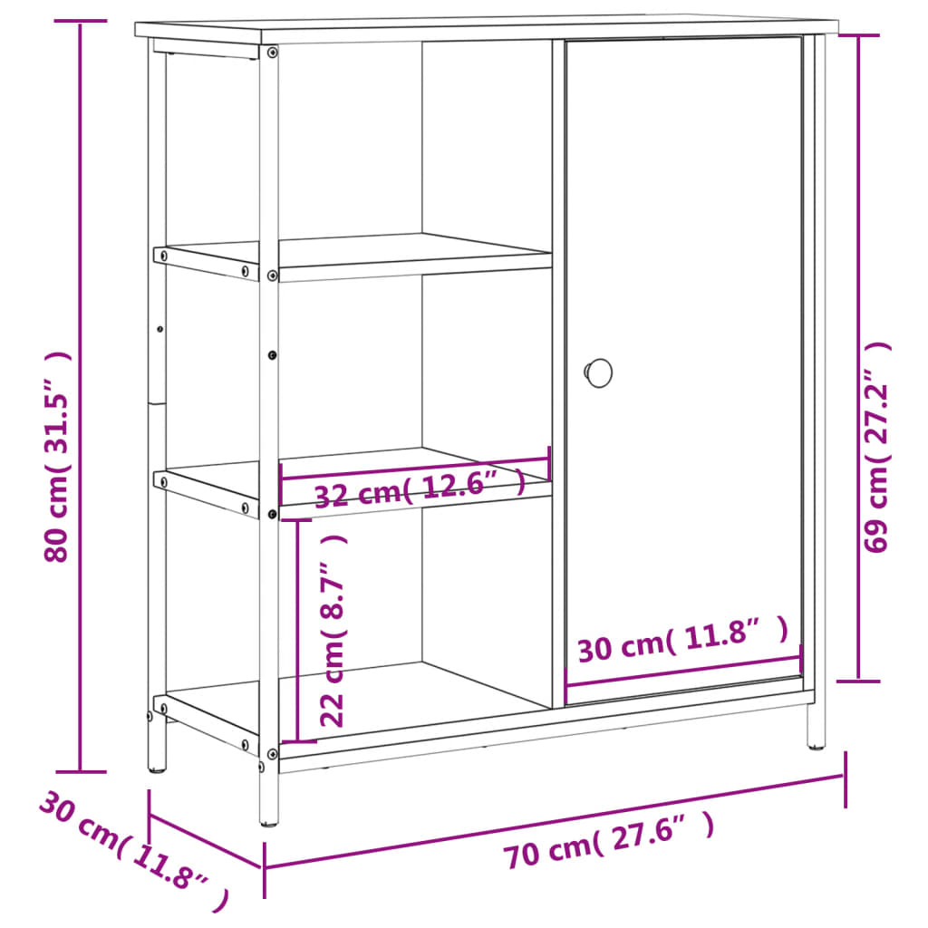 Buffet 70x30x80 cm en dérivé du bois couleur chêne