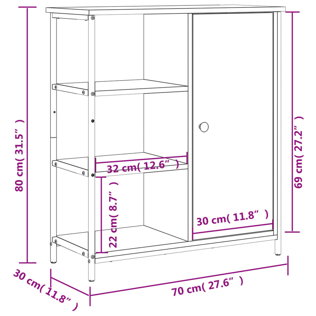 Buffet 70x30x80 cm en dérivé du bois couleur chêne