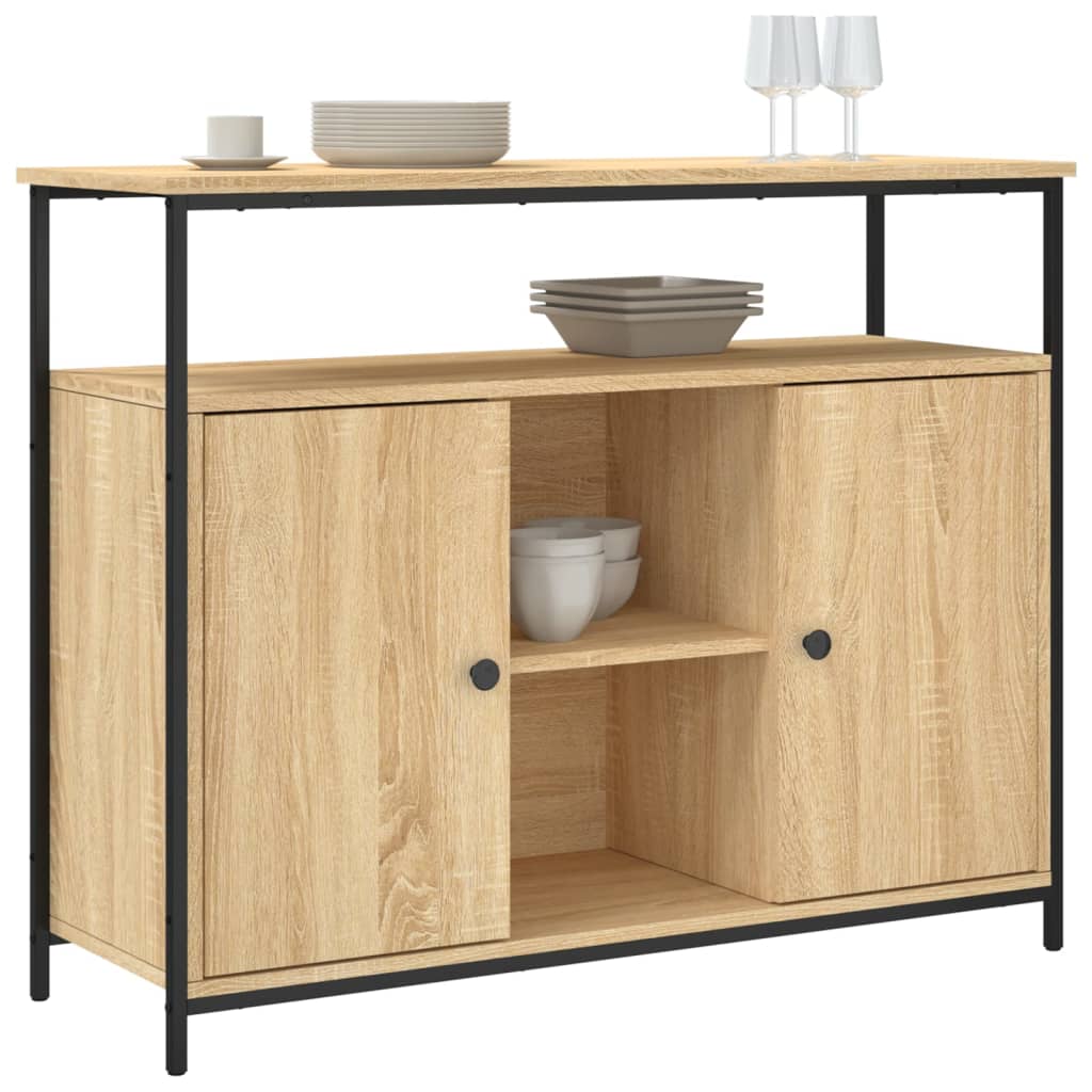 Buffet 100x35x80 cm en dérivé du bois couleur chêne