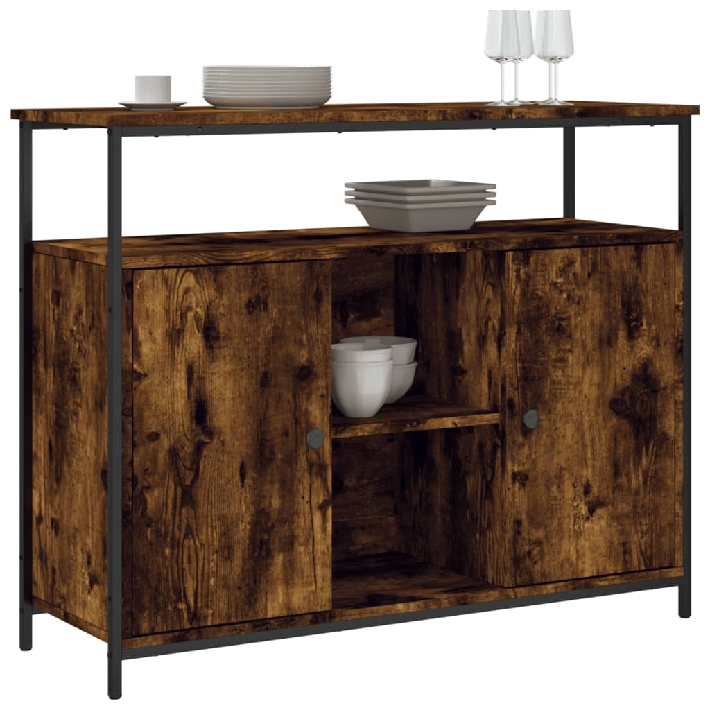 Buffet 100x35x80 cm en dérivé du bois couleur chêne