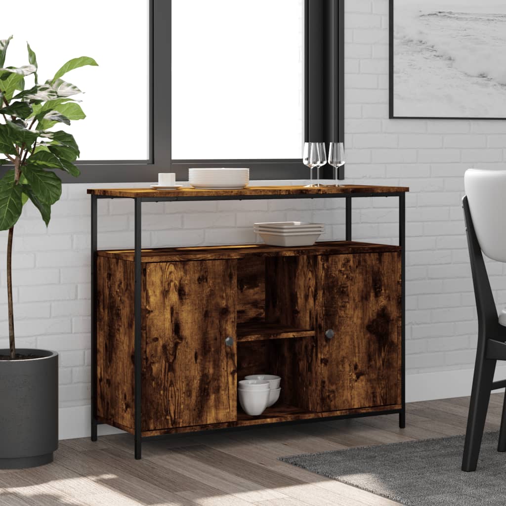 Buffet 100x35x80 cm en dérivé du bois couleur chêne