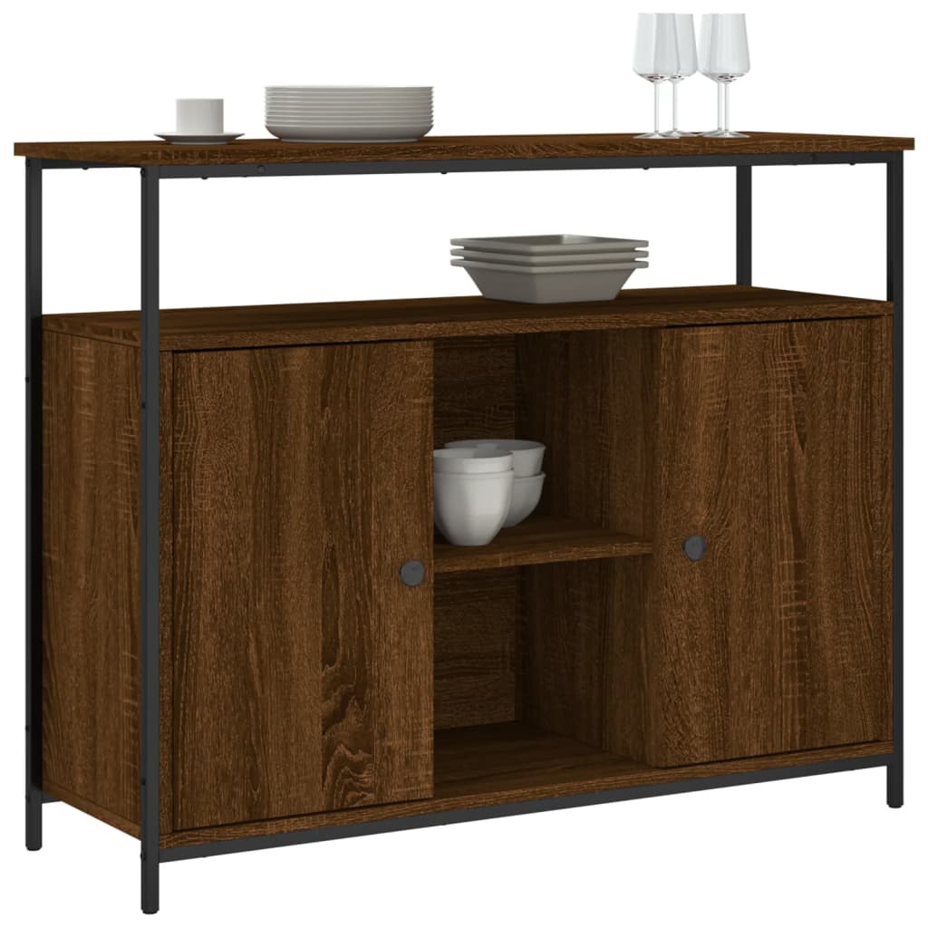 Buffet 100x35x80 cm en dérivé du bois couleur chêne