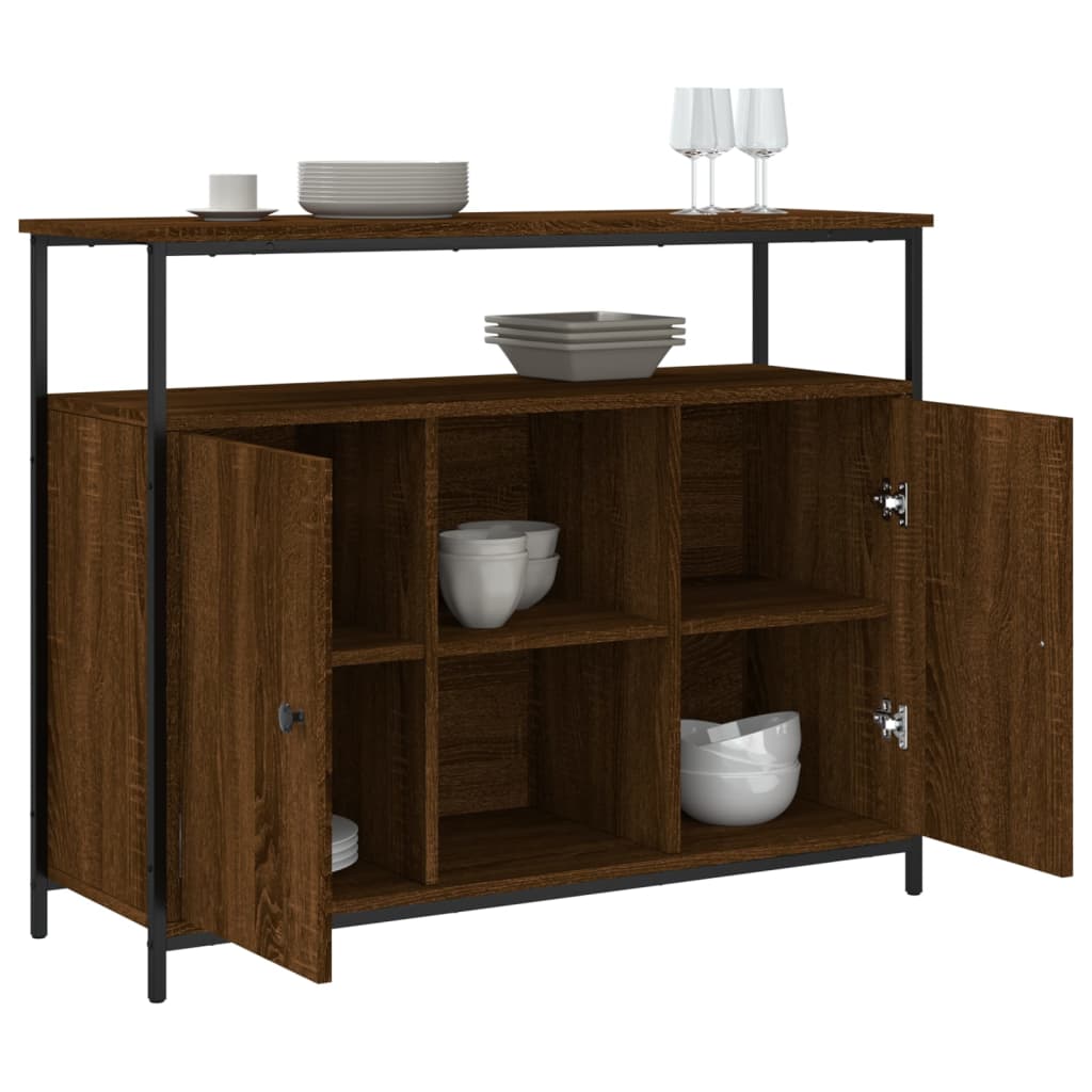 Buffet 100x35x80 cm en dérivé du bois couleur chêne