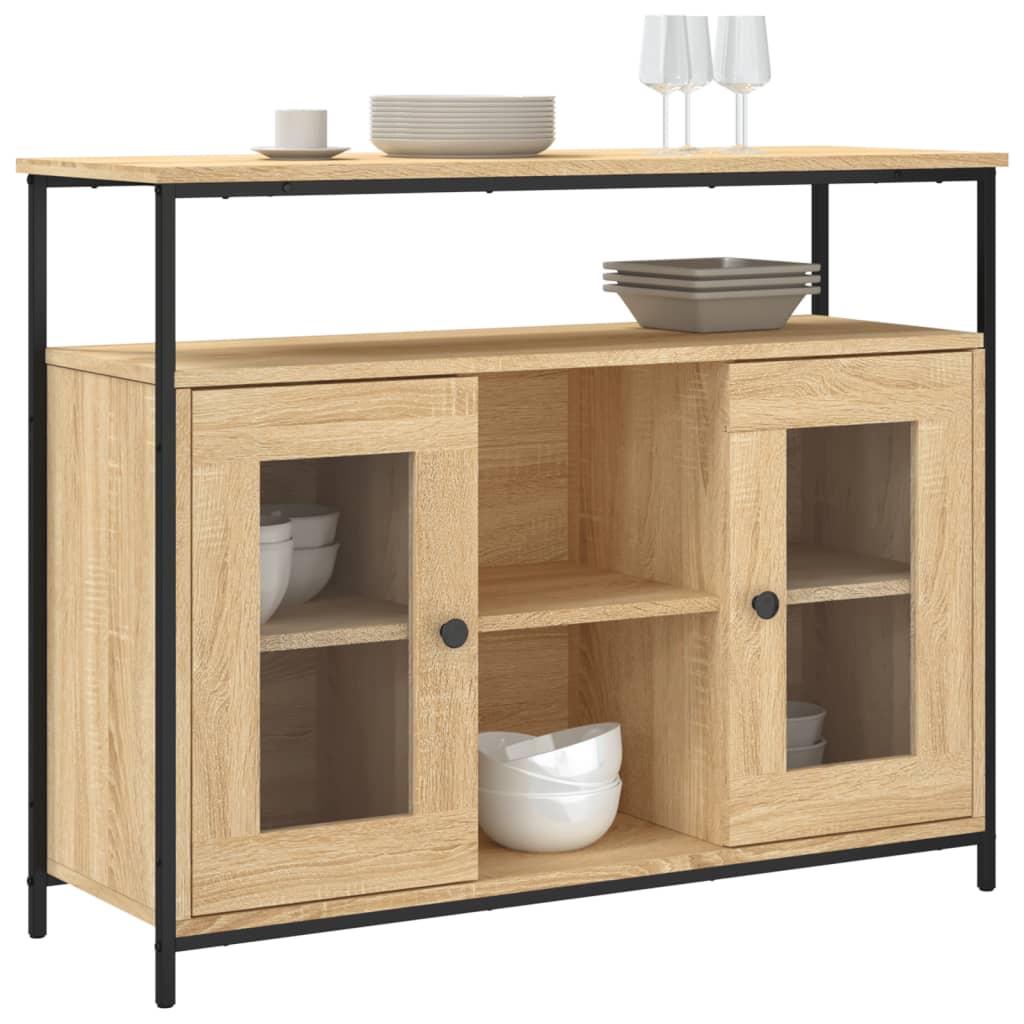 Buffet 100x35x80 cm en dérivé du bois couleur chêne