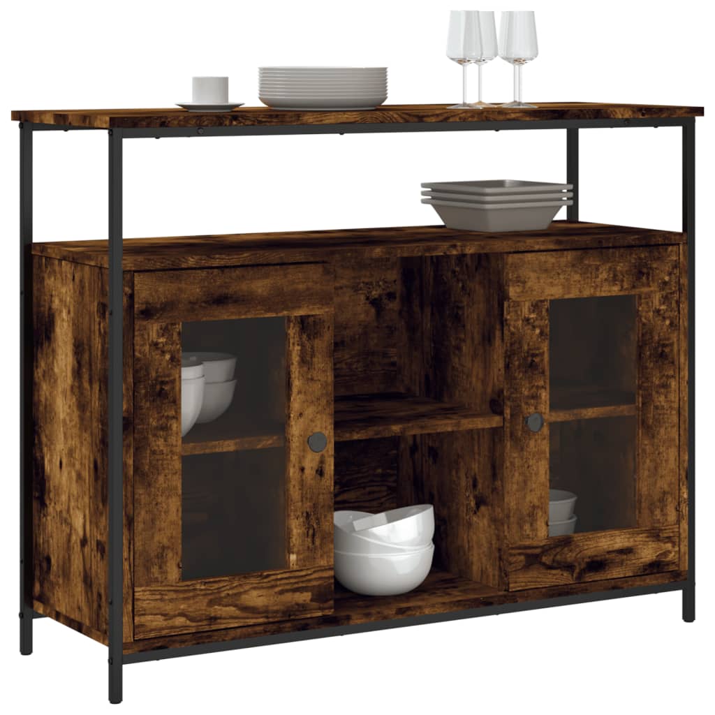 Buffet 100x35x80 cm en dérivé du bois couleur chêne