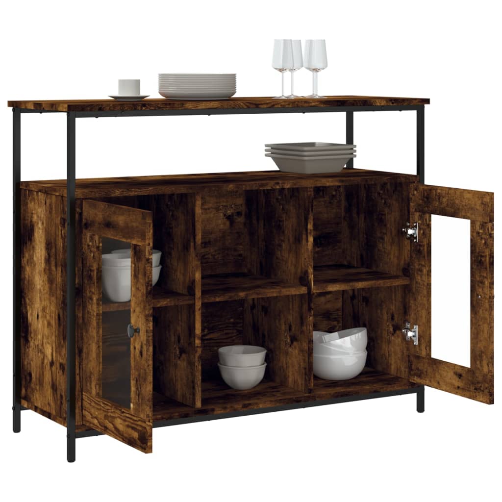 Buffet 100x35x80 cm en dérivé du bois couleur chêne