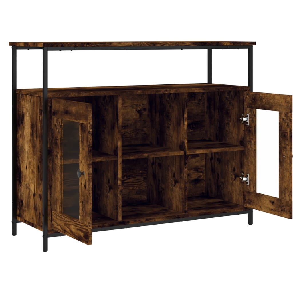 Buffet 100x35x80 cm en dérivé du bois couleur chêne