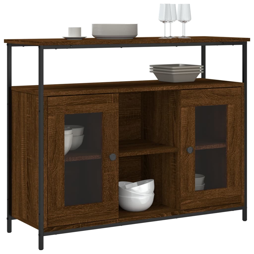 Buffet 100x35x80 cm en dérivé du bois couleur chêne