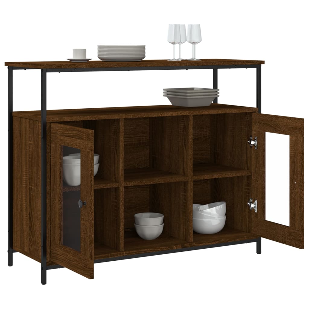 Buffet 100x35x80 cm en dérivé du bois couleur chêne