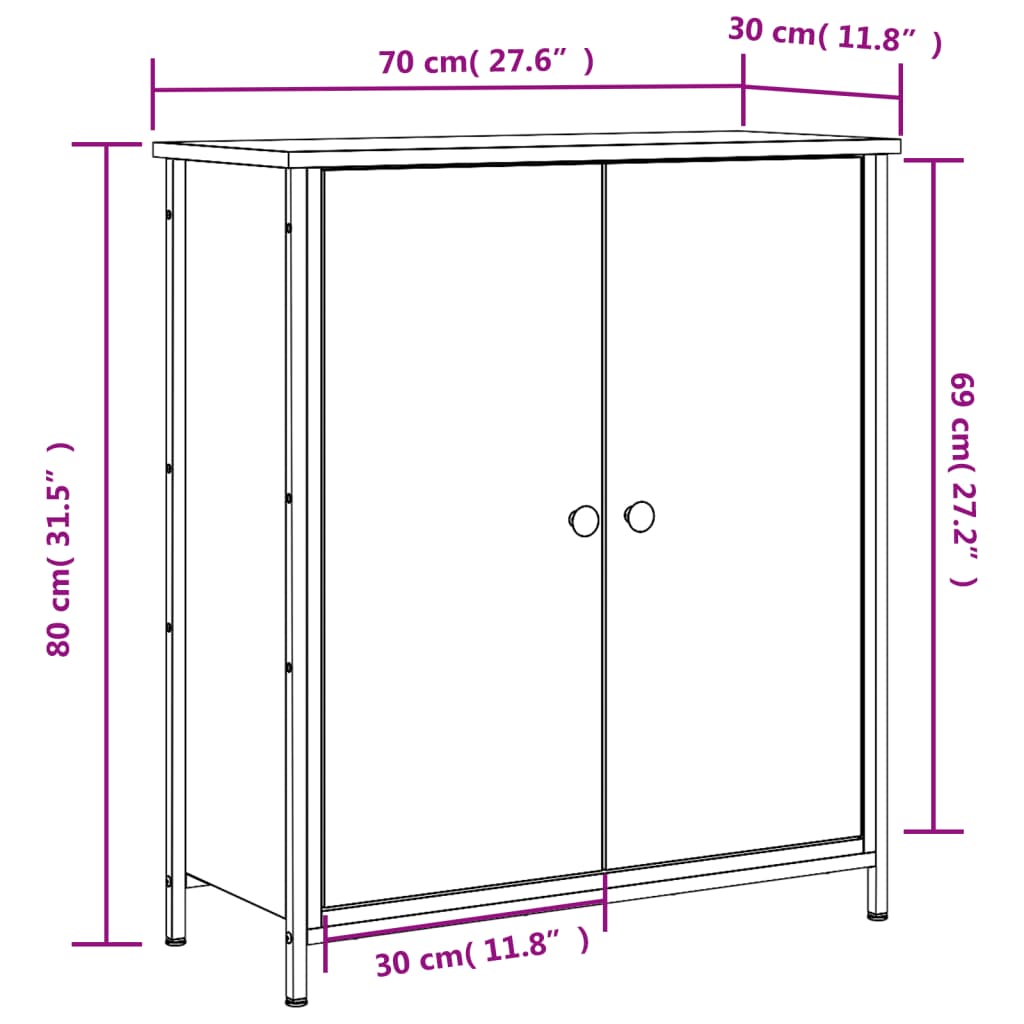 Buffet 70x30x80 cm en bois travaillé