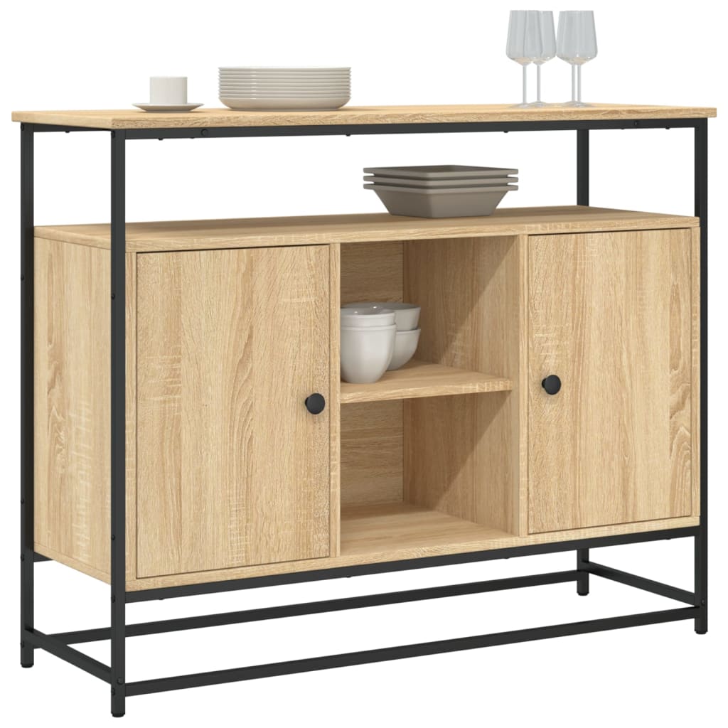 Buffet 100x35x80 cm en dérivé du bois couleur chêne