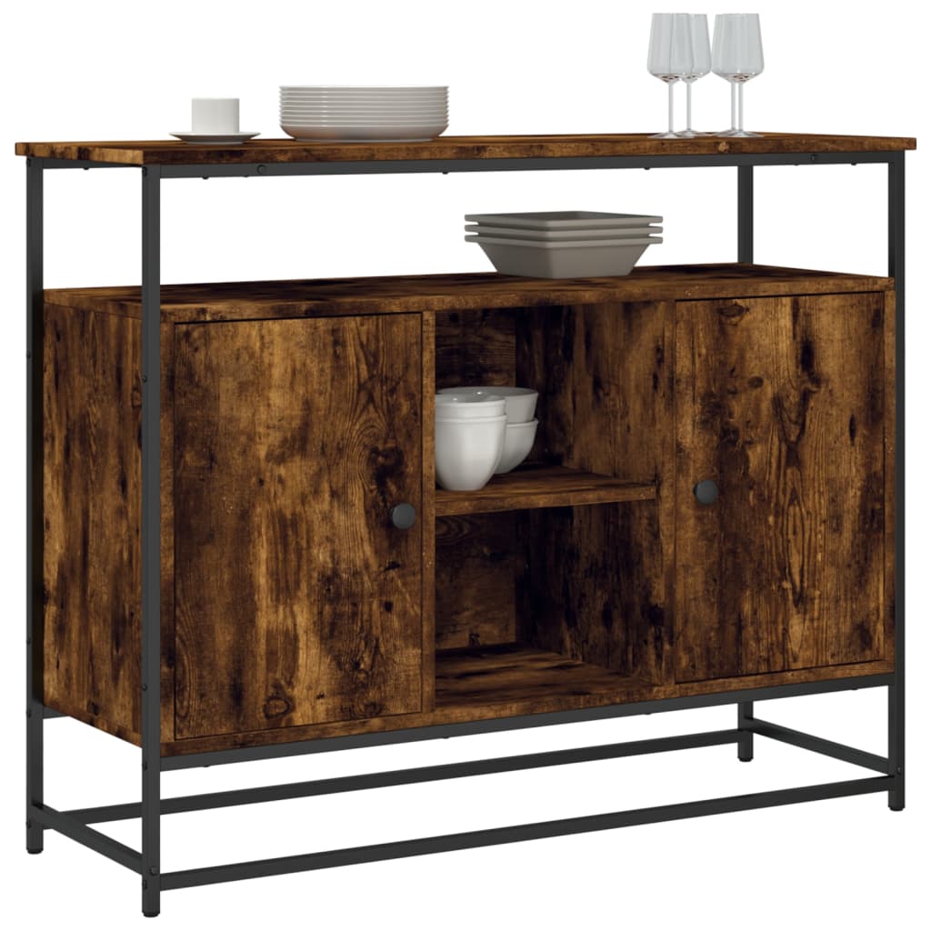 Buffet 100x35x80 cm en dérivé du bois couleur chêne