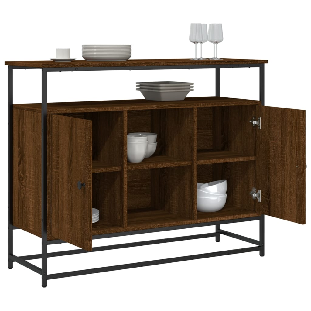 Buffet 100x35x80 cm en dérivé du bois couleur chêne