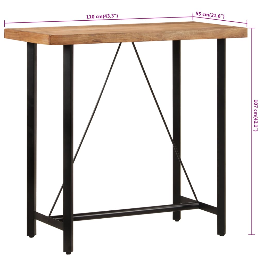 Table de bar 150x70x107 cm bois d'acacia massif