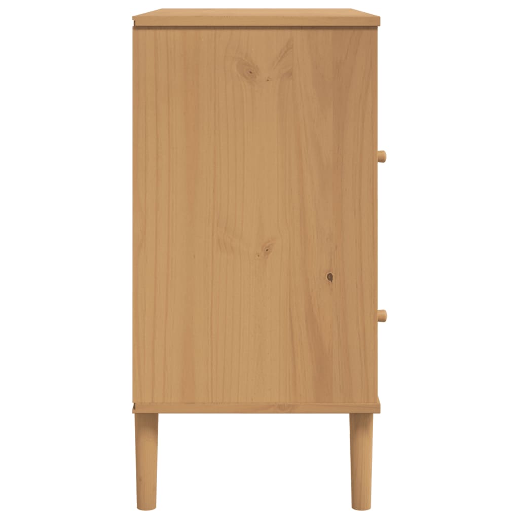 Buffet SENJA aspect rotin 80x40x80 cm bois de pin massif