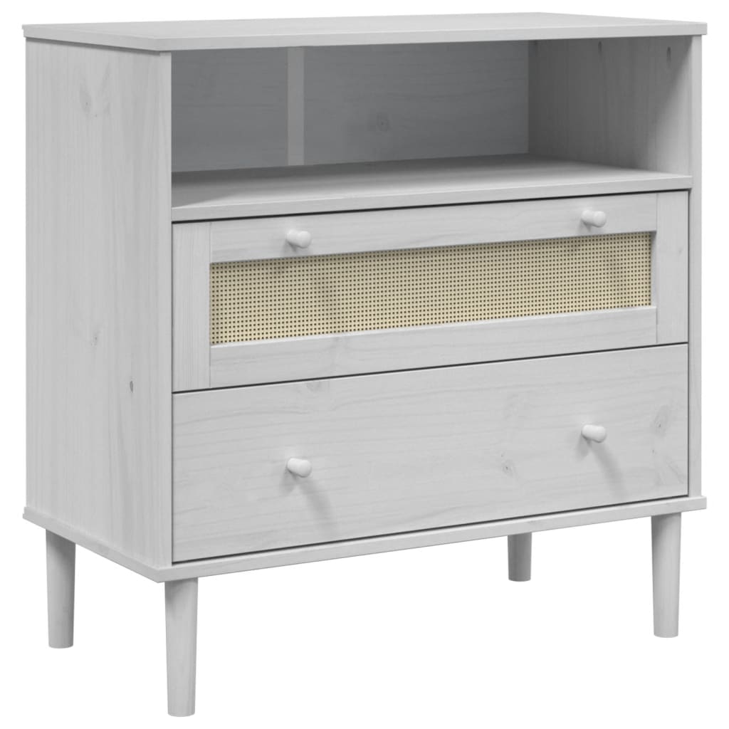 Buffet SENJA aspect rotin 80x40x80 cm bois de pin massif