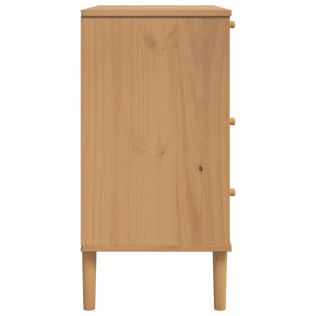 Commode SENJA aspect rotin 80x40x80 cm bois de pin massif