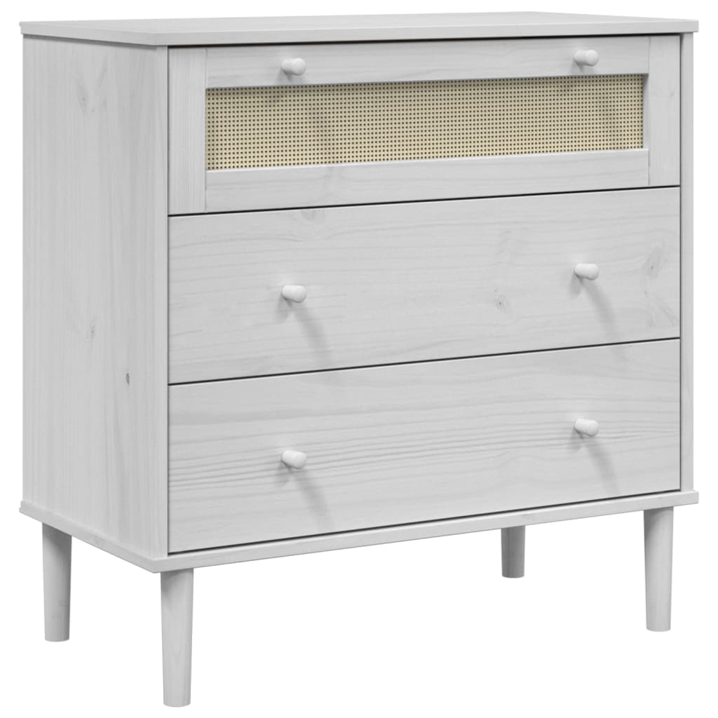 Commode SENJA aspect rotin 80x40x80 cm bois de pin massif