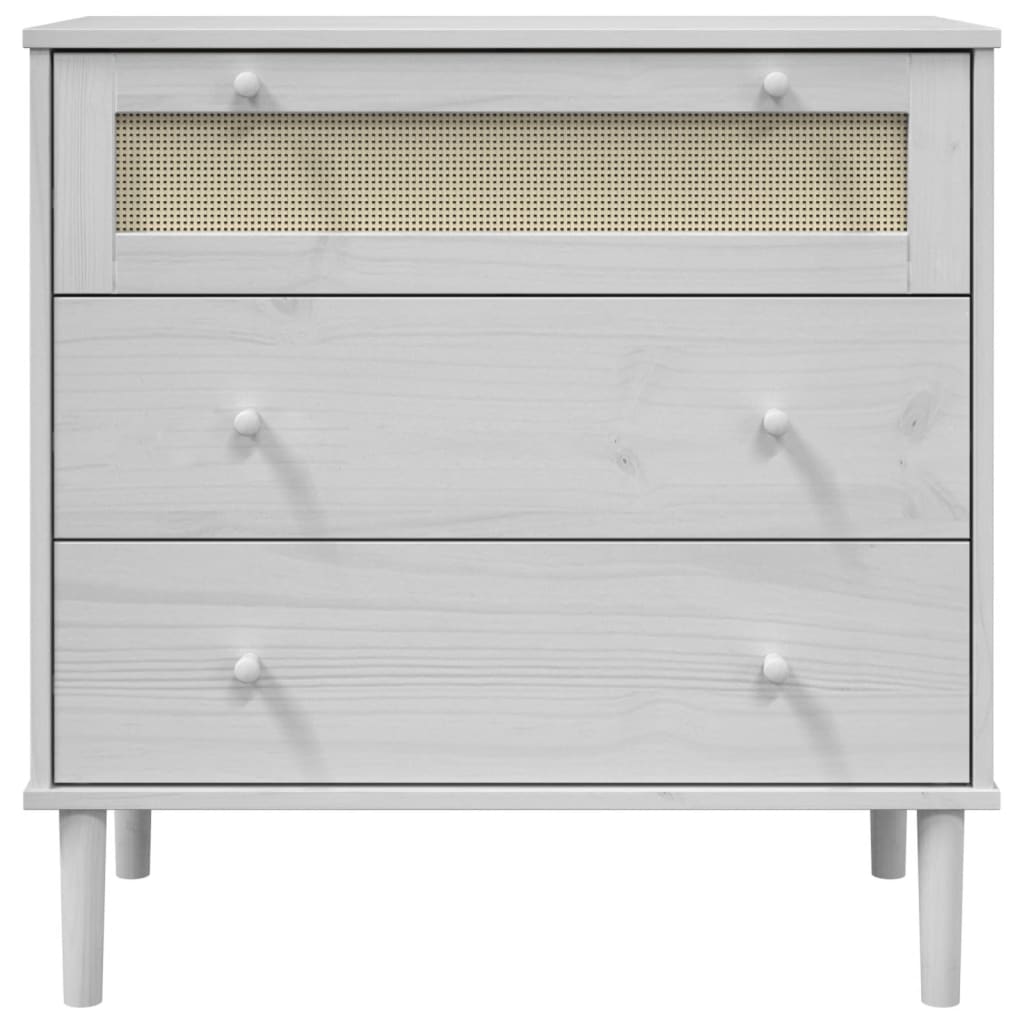 Commode SENJA aspect rotin 80x40x80 cm bois de pin massif