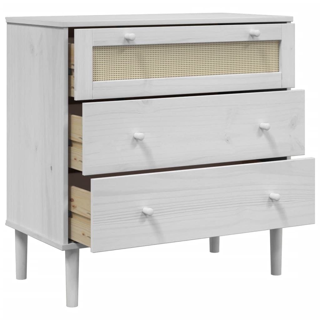 Commode SENJA aspect rotin 80x40x80 cm bois de pin massif