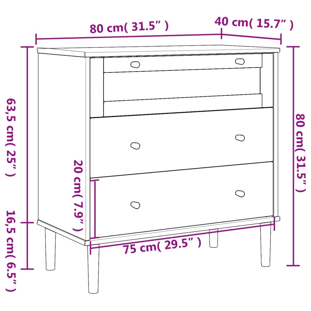 Commode SENJA aspect rotin 80x40x80 cm bois de pin massif