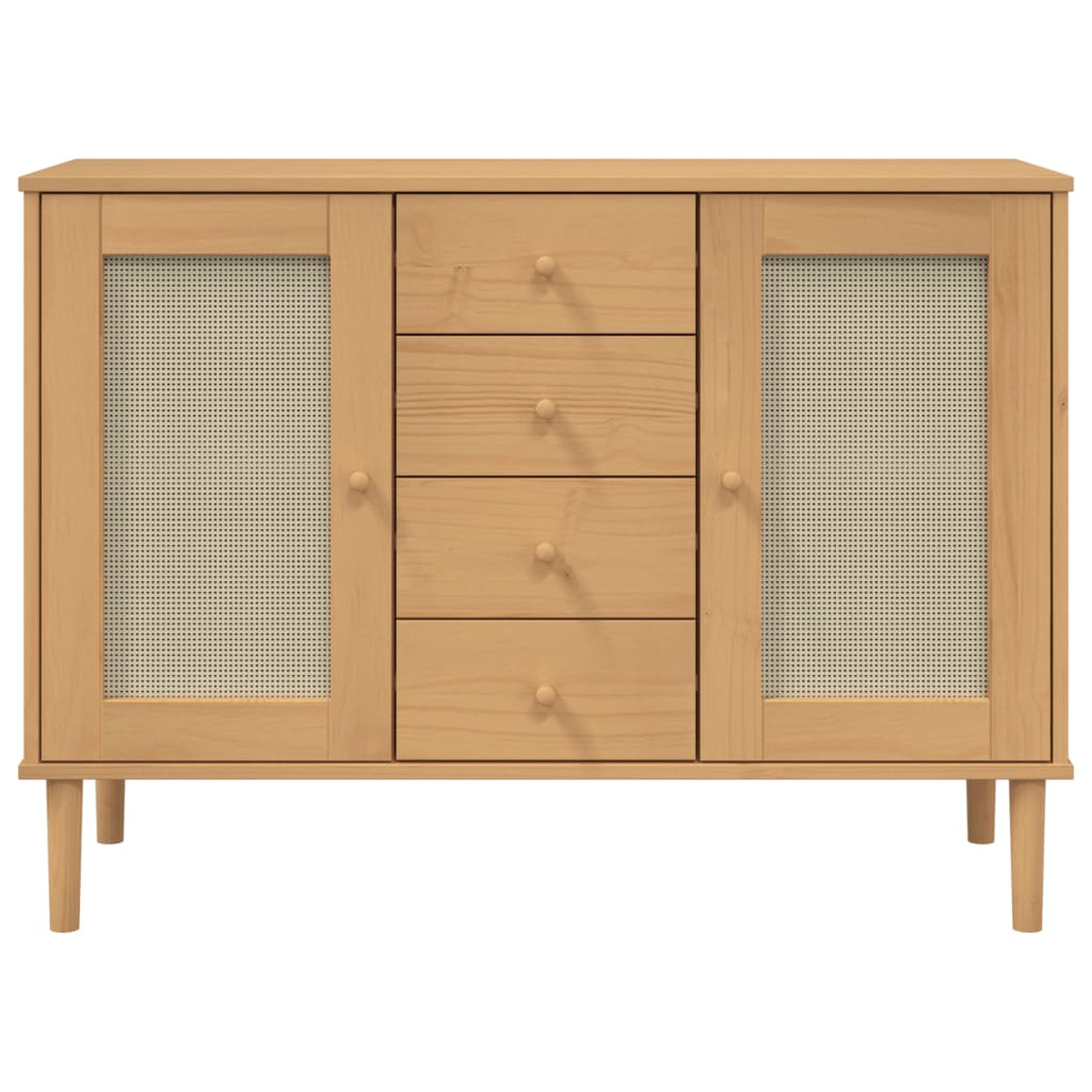 Buffet SENJA aspect rotin 112x40x80 cm bois de pin