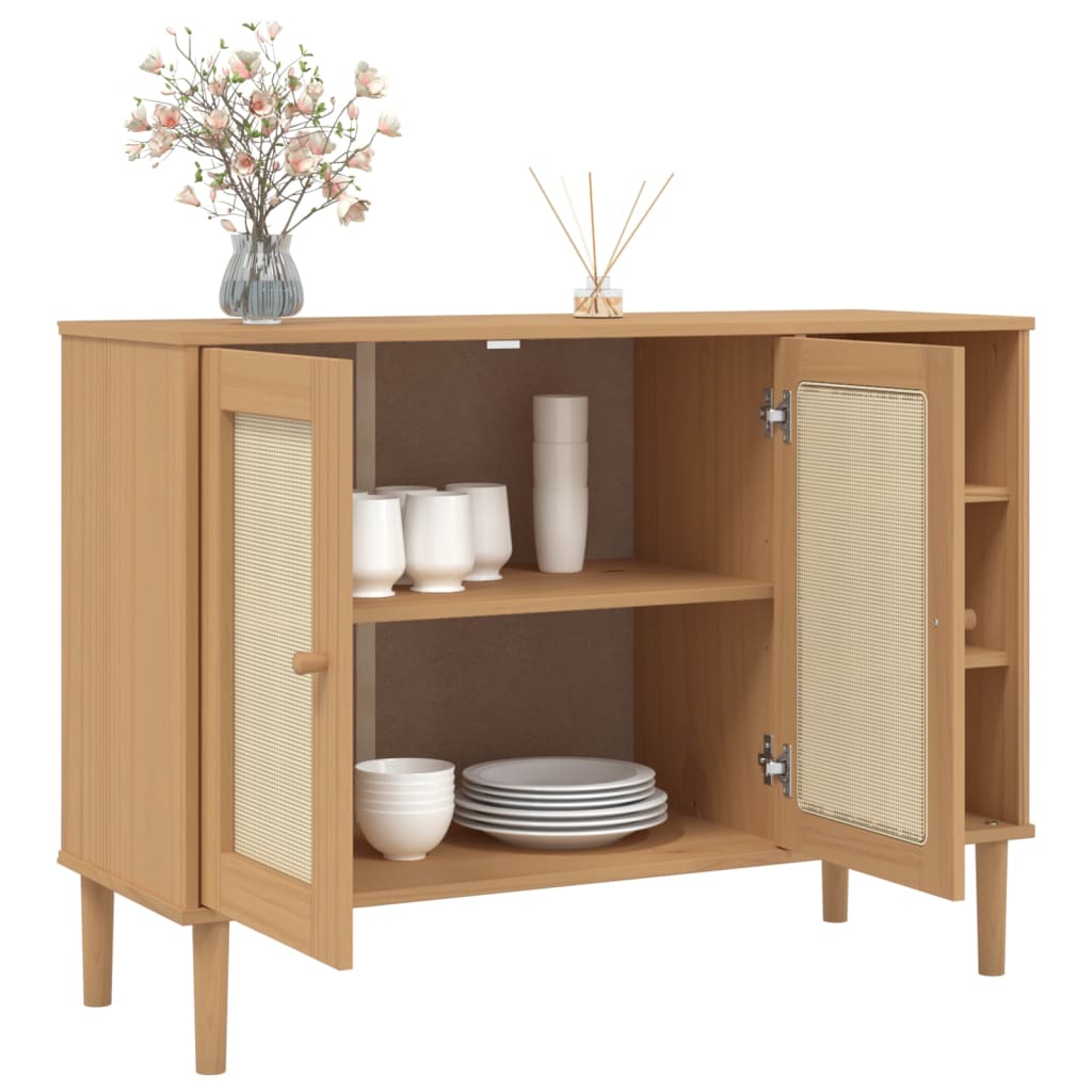 Buffet SENJA 112x40x80 cm rotin bois de pin massif