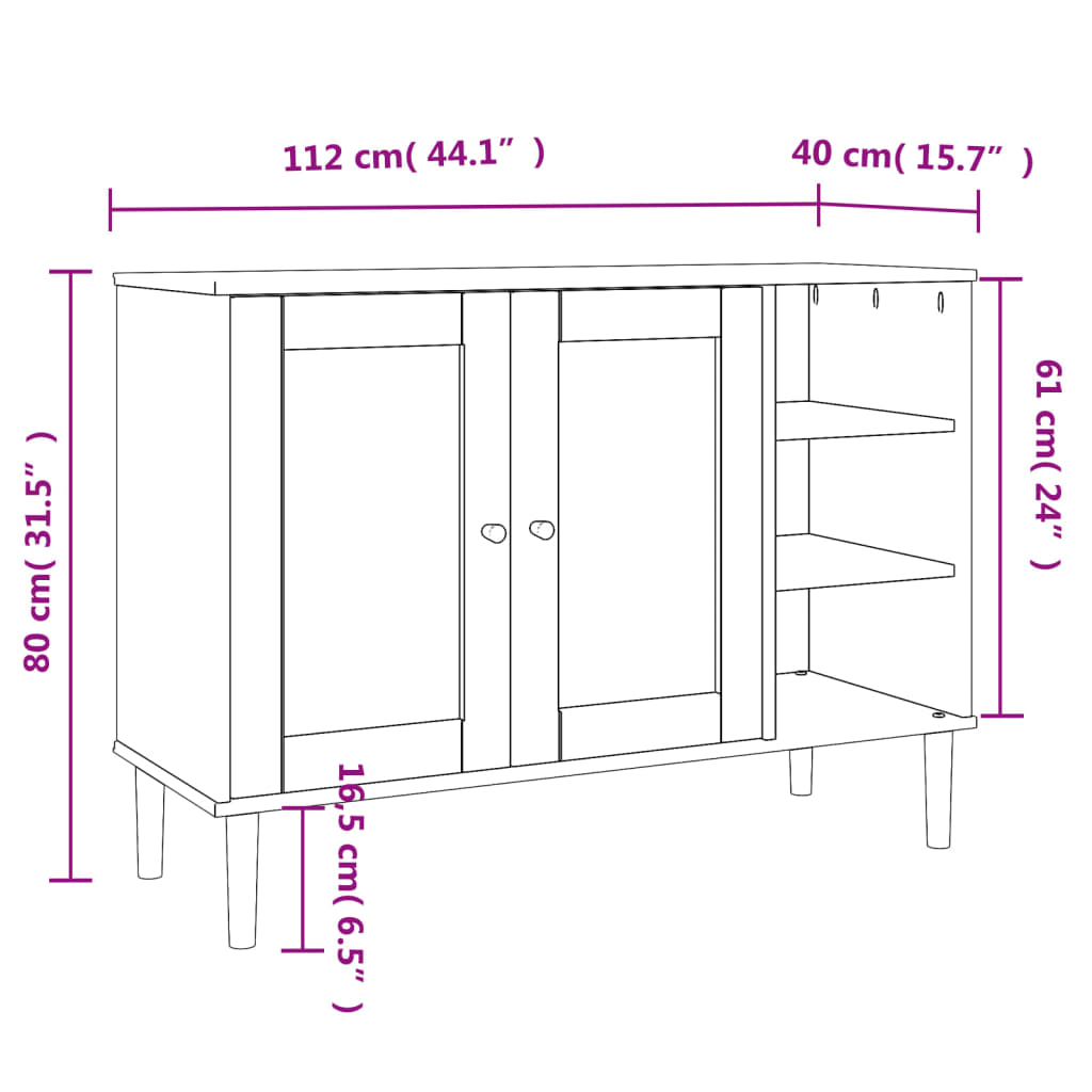 Dressoir SENJA 112x40x80 cm rattan massief grenenhout