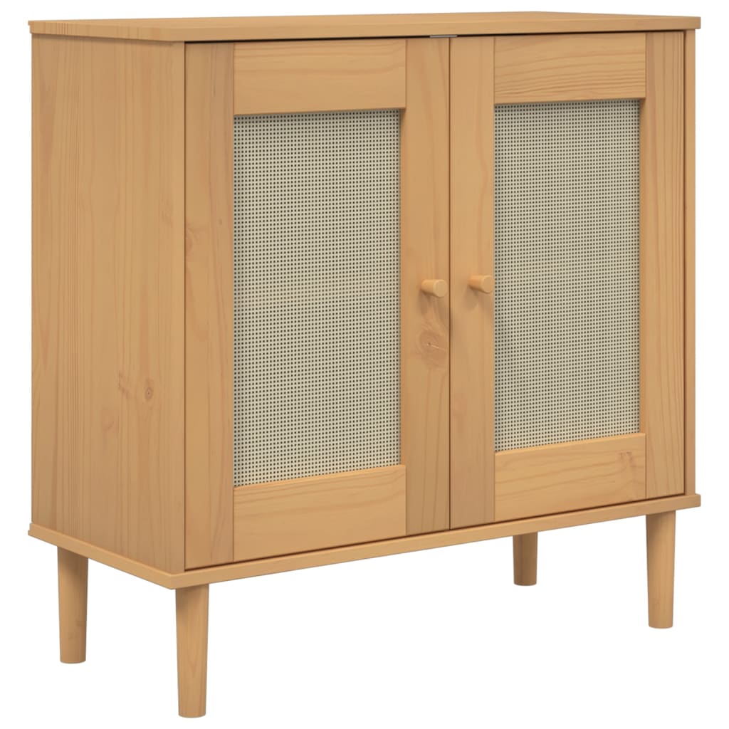 Buffet SENJA 80x35x80 cm aspect rotin bois de pin massif