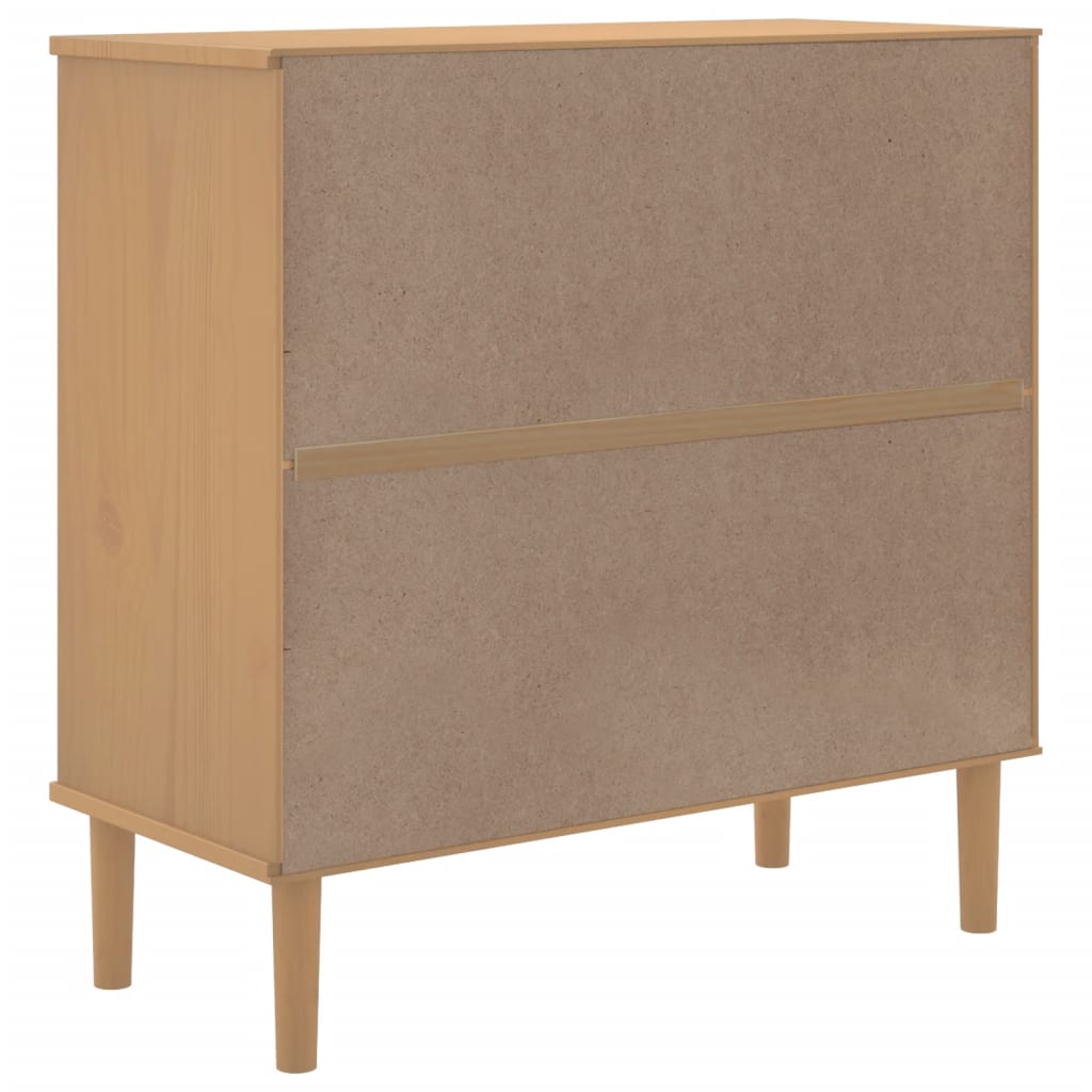 Buffet SENJA 80x35x80 cm aspect rotin bois de pin massif