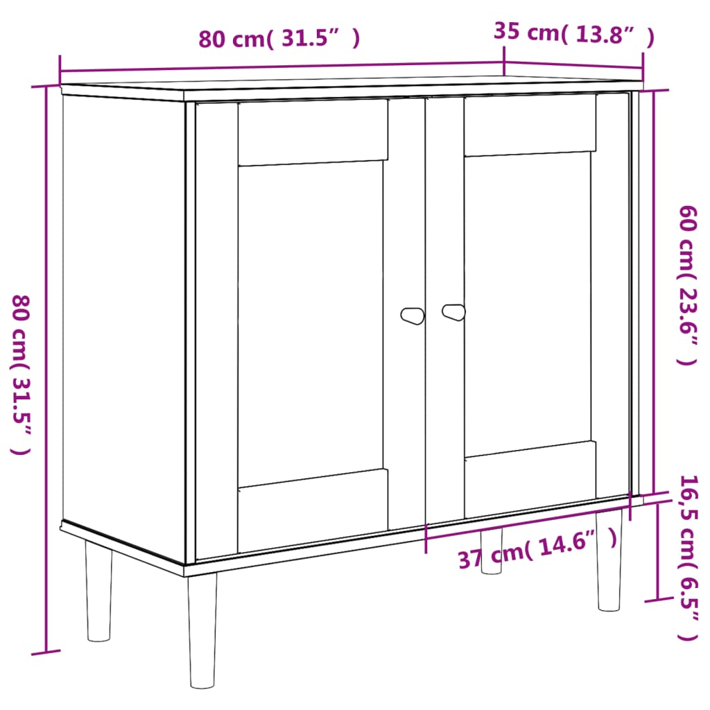 Dressoir SENJA 80x35x80 cm rattan look massief grenenhout