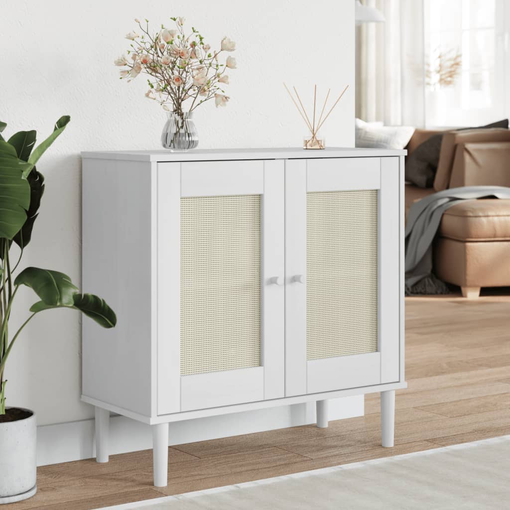 Buffet SENJA 80x35x80 cm aspect rotin bois de pin massif