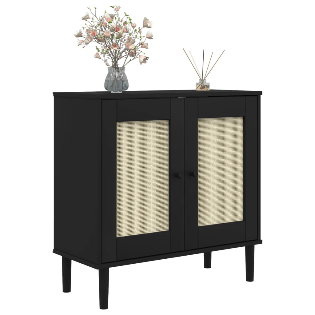 Buffet SENJA 80x35x80 cm aspect rotin bois de pin massif